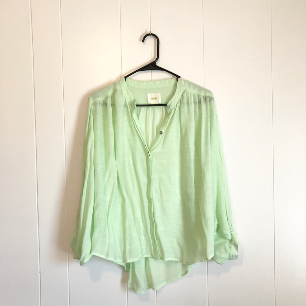 Anthropologie • Maeve Green Bat Wing Button-up Top